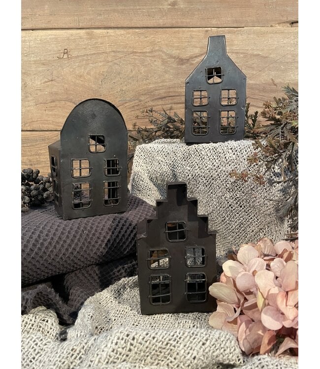 Metalen waxinehuisje - per stuk - 9 x 6 x 15 cm
