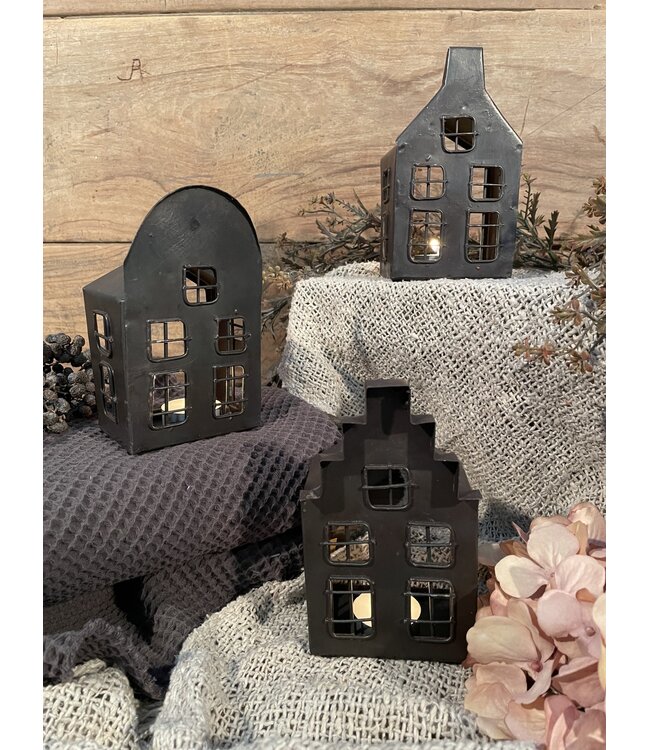 Metalen waxinehuisje - per stuk - 9 x 6 x 15 cm