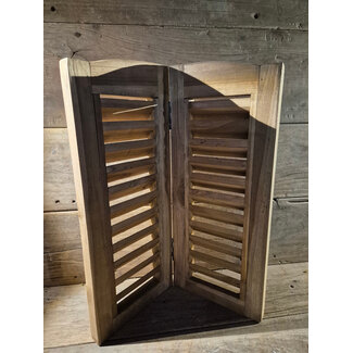# Houten dubbel louvreluik - 60 cm hoog met boogje - 2 x 26 cm breed - naturel