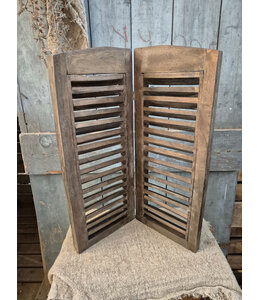 Dubbel louvreluik - hout - bruine finish - 2 x 25 cm x 60 cm excl. deco - kleur kan iets afwijken