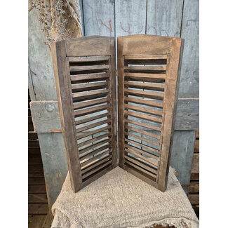 # Dubbel louvreluik - hout - bruine finish - 2 x 25 cm x 60 cm excl. deco - kleur kan iets afwijken