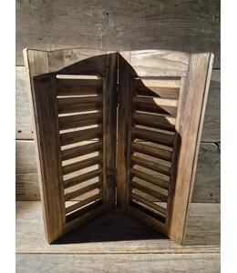Houten dubbel louvreluik - 50 cm hoog met boogje - 2 x 26 cm breed - naturel