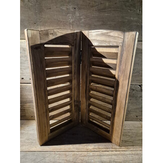 # Houten dubbel louvreluik - 50 cm hoog met boogje - 2 x 26 cm breed - naturel