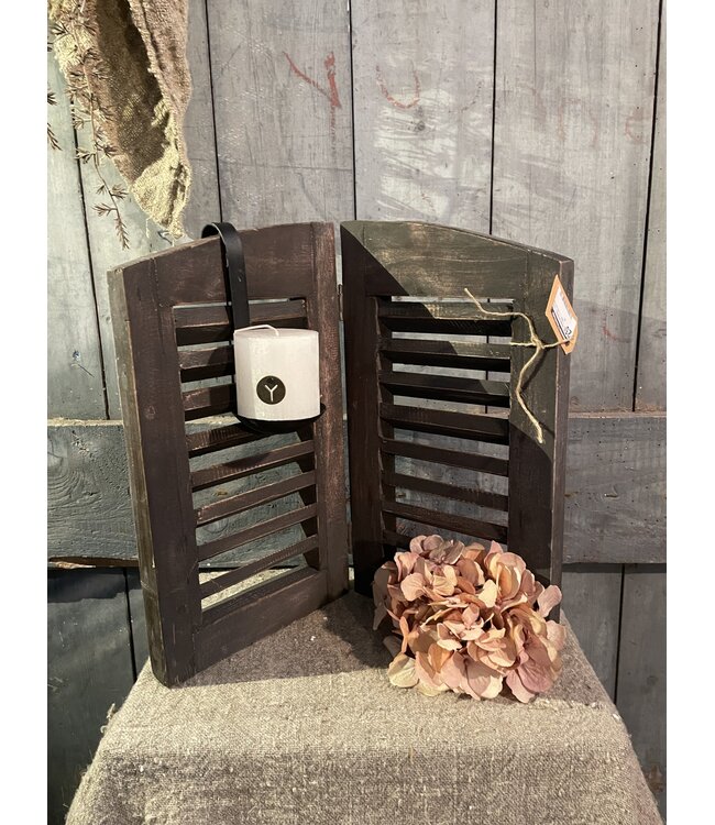 # Dubbel louvreluik - hout - grijs - 2 x 25 cm x 40 cm