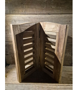 Houten dubbel louvreluik - 40 cm hoog met boogje - 2 x 26 cm breed - naturel