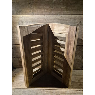 Houten dubbel louvreluik - 40 cm hoog met boogje - 2 x 26 cm breed - naturel