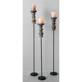 # Kandelaar Baron set/3 - grey finish -  (HxBxD) 105x10x10 cm