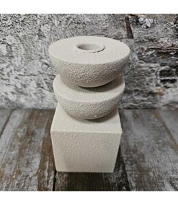 Leyu kandelaar metaal creme 9x16cm