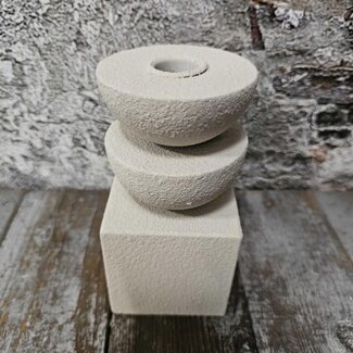 Leyu kandelaar metaal creme 9x16cm