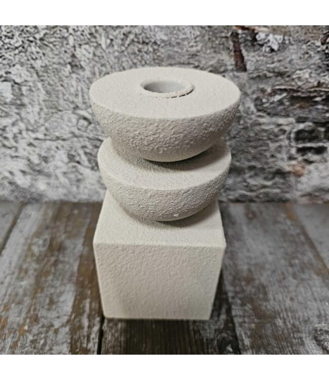Leyu kandelaar metaal creme 9x16cm