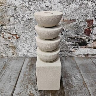 Leyu kandelaar metaal creme 9x28cm