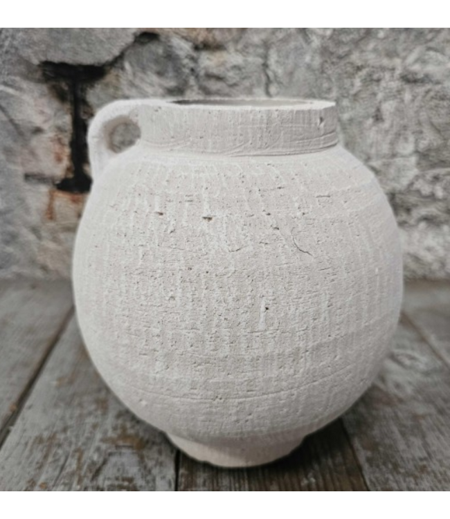 Pors kruik aardewerk wit 18x19cm