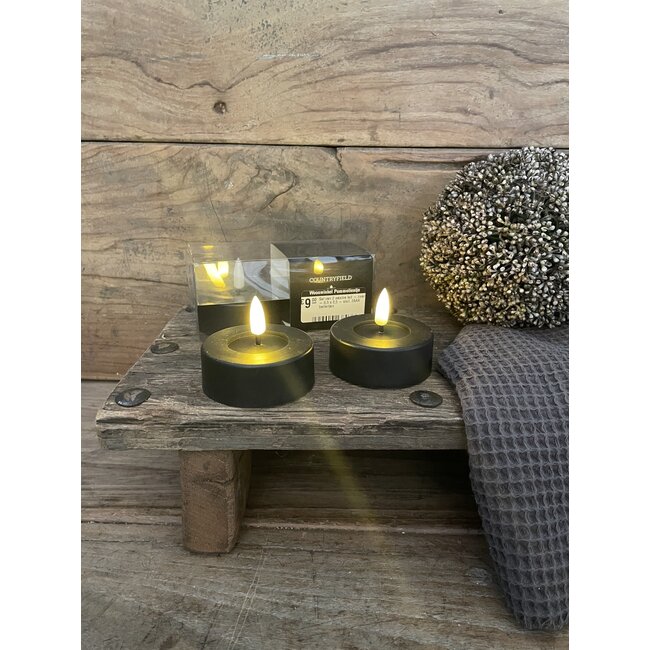 # Set van 2 waxine led - zwart - 6,5 x 2,5 - excl. 2AAA batterijen