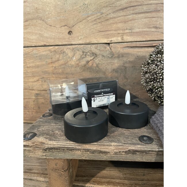 Set van 2 waxine led - zwart - 6,5 x 2,5 - excl. 2AAA batterijen