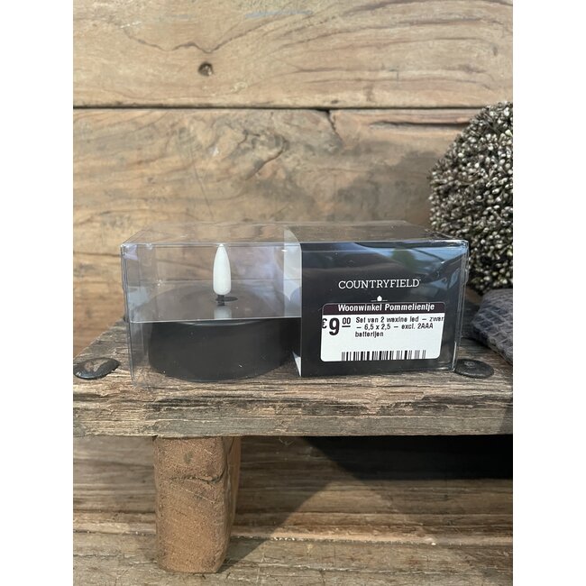 Set van 2 waxine led - zwart - 6,5 x 2,5 - excl. 2AAA batterijen