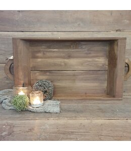 # Grote houten - bak - schaal - tray - 70 (85 incl. handvaten) x 40 x 8 cm