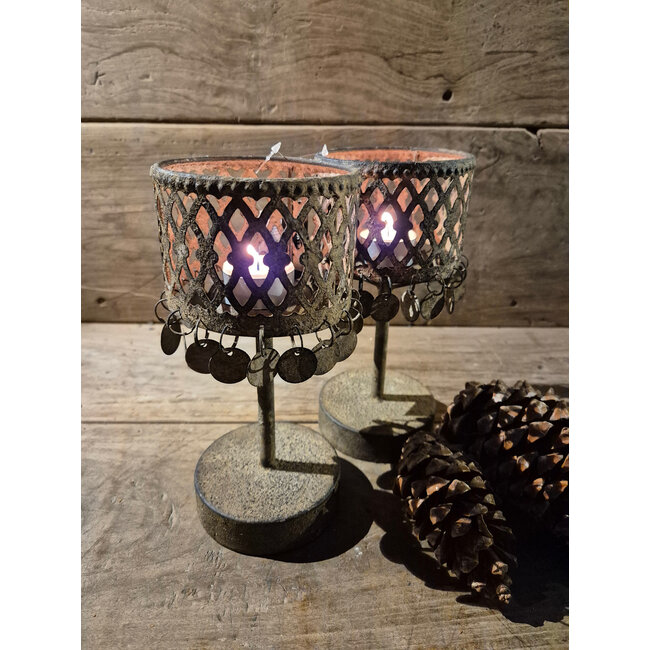 Countryfield # Kandelaar - munt - roest - 10 x 21,5 cm - per stuk