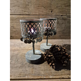 Countryfield # Kandelaar - munt - grijs - 10 x 21,5 cm - per stuk