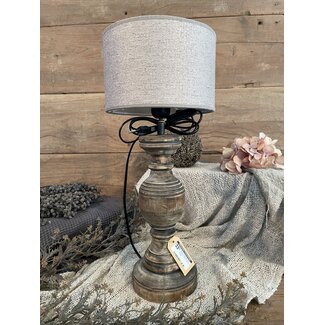 2002 - KKL - Lampenkap - Taupe/creme linnen - 20 x 20 x13 cm