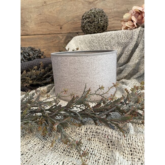 2002 - KKL - Lampenkap - Taupe/creme linnen - 20 x 20 x13 cm