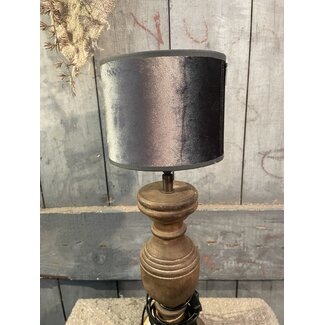 2012 - KKL - Lampekap - grijs velours - 15 x 15 x12 cm