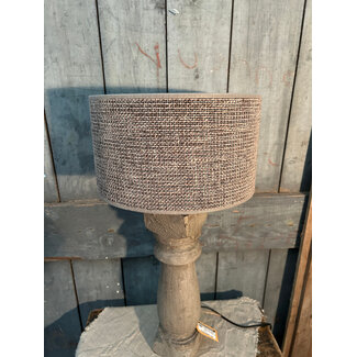 2041 - KKL - Lampenkap - bruin grof linnen - 30 x 30 x 17 cm