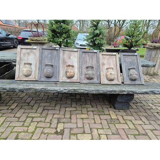 # mix - Wandpaneel met vaas en houten lijst - 40 x 64 cm hoog - excl bloemen