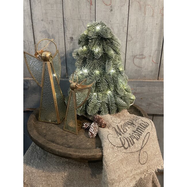 Metalen engel met glas - 6,5x9,5x18,5cm