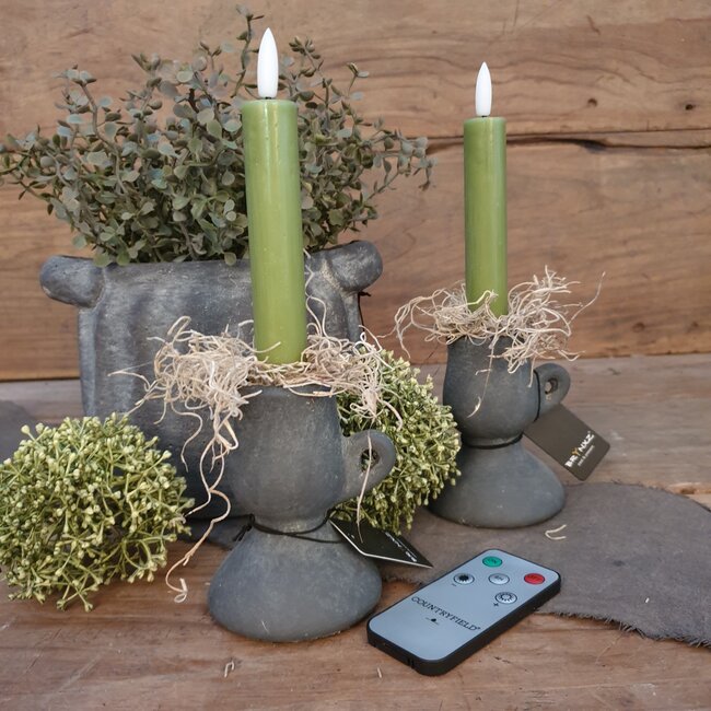 Countryfield Korte dinerkaars rustiek Ø2,2CM LED ro Lyon S s2 l.groen-L2B2H15CM