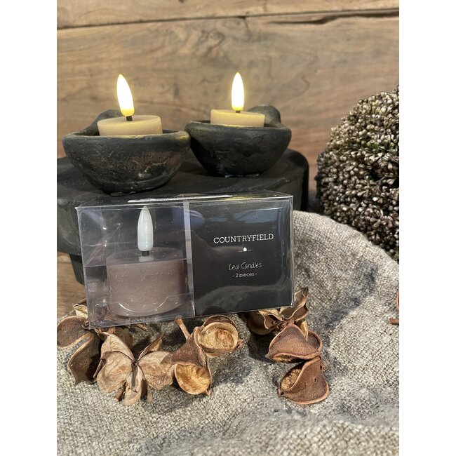 Countryfield # Theelicht rustiek Ø4CM LED ro Lyon s2 grijs-L4B4H5,2CM