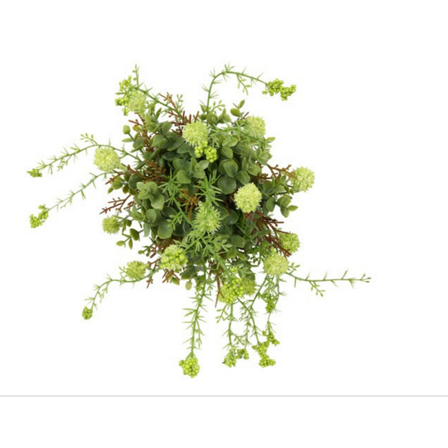 Countryfield Kunst deco halve bol Echinops/eucalipthus L groen-L30B30H15CM