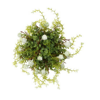 Countryfield Kunst deco halve bol Echinops/eucalipthus XL wit-L38B38H20CM