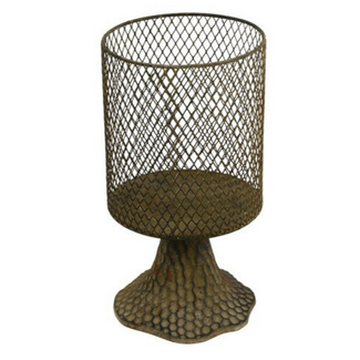 Countryfield Windlicht op voet Sasja L grijs-L12,5B12,5H23CM