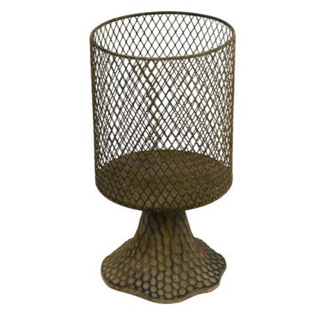 Countryfield Windlicht op voet Sasja L grijs-L12,5B12,5H23CM