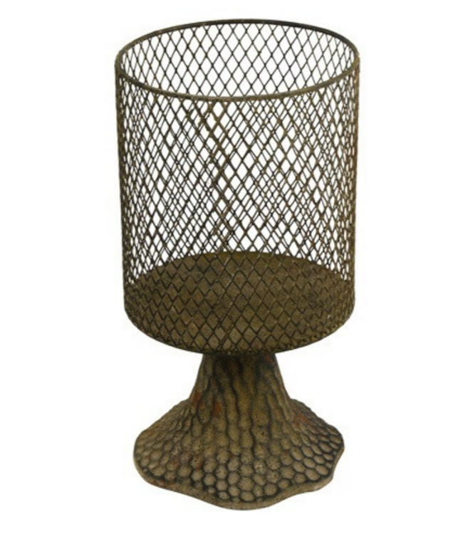 Countryfield # Windlicht op voet Sasja L grijs-L12,5B12,5H23CM