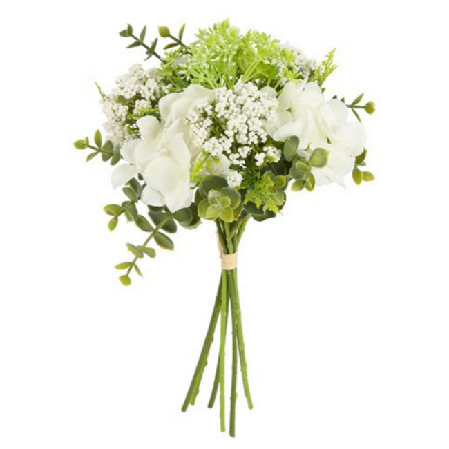 Countryfield Kunst boeket Hydrangea/achillea wit-L19B13H30CM