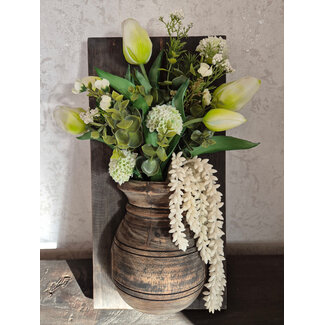 Boeket voor wandpaneel met vaas zonder houten lijst - 20 x 30 cm