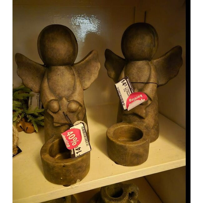 Tealightcup Angel with Star Majestic Brown L D.14 H.20 - per stuk