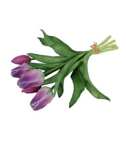 Countryfield Kunst boeket Tulp Tulipa 3Dp paars/w-L15B15H28CM
