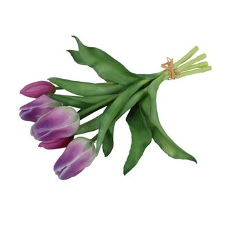 Countryfield Kunst boeket Tulp Tulipa 3Dp paars/w-L15B15H28CM