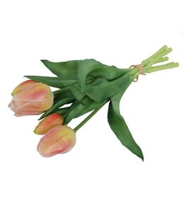 Countryfield # Kunst boeket Tulp Tulipa 3Dp zalm/ge-L15B15H28CM