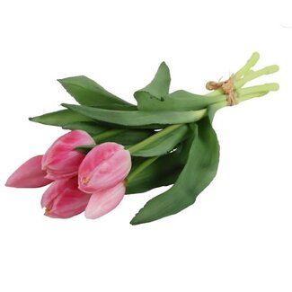 Countryfield Kunst boeket Tulipa 3D S d.roze/wit-L15B15H29CM