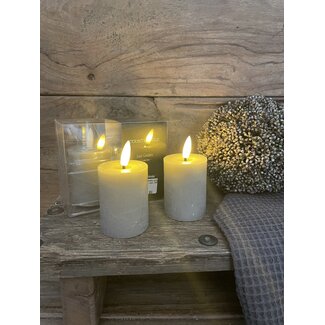 Countryfield Set van 2 ledkaarsen grijs - 5 x 6,5 cm - excl. 2AAA batterijen