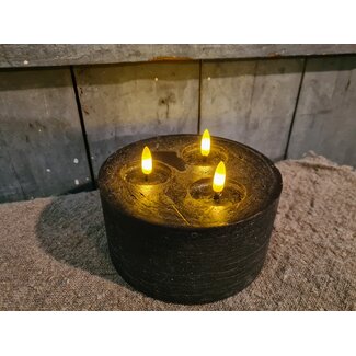 Countryfield Led kaars zwart - 3 vlammen - 15 x 7 cm