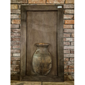 # mix - Wandpaneel met vaas en houten lijst - ca. 53 x 95 cm