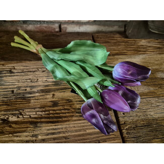 Countryfield #. Kunst boeket Tulp Tulipa 3Dp d.paars-L15B15H28CM