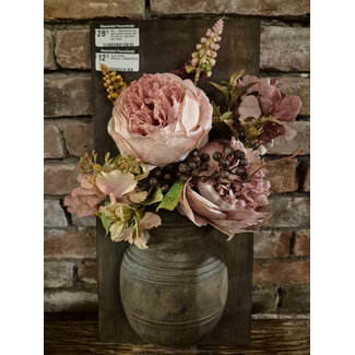 Wandpaneel met vaas zonder houten lijst - 20 x 30 cm-compleet met boeket