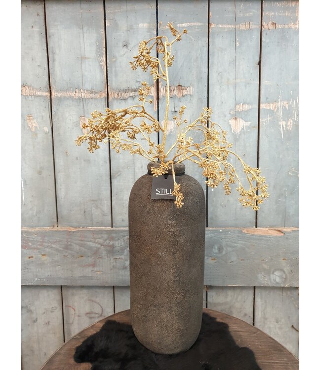 Still # 3204 - Zwart/goud gemeleerde vaas aardewerk - 18 x 45 cm - serie "GOG"