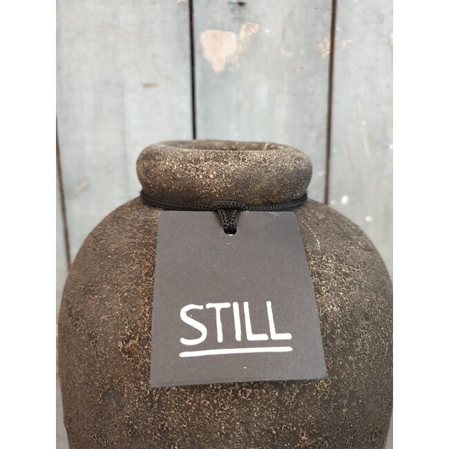 Still 3204 - Zwart/goud gemeleerde vaas aardewerk - 18 x 45 cm - serie "GOG"