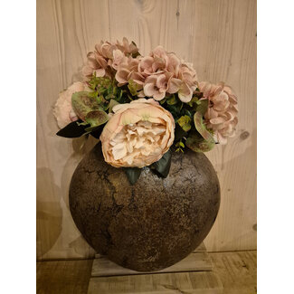 Countryfield Kunstboeket Peony hydrangea 3x3 zalm